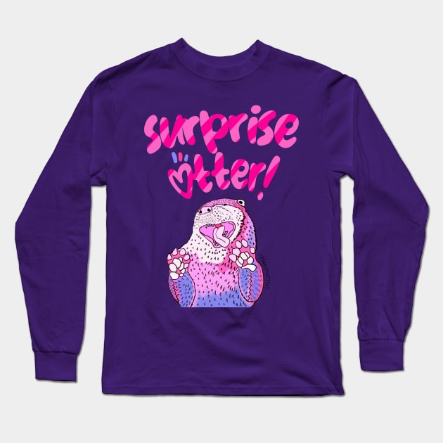 Surprise Otter! Long Sleeve T-Shirt by marv42